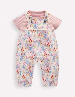 Boden Barboteuses & Ensembles-Salopette en jersey à manches courtes Motif Ditsy Meadow ivoire