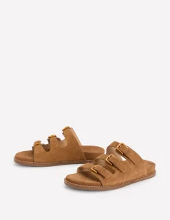 Boden Chaussures Plates|Sandales-Sandales à semelle ergonomique et trois brides Fauve