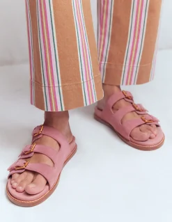 Boden Chaussures Plates|Sandales-Sandales à semelle ergonomique et trois brides Rose fard