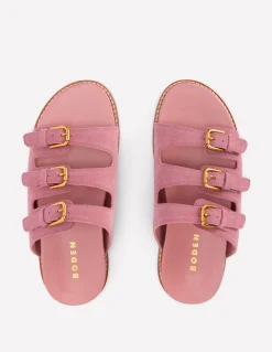 Boden Chaussures Plates|Sandales-Sandales à semelle ergonomique et trois brides Rose fard