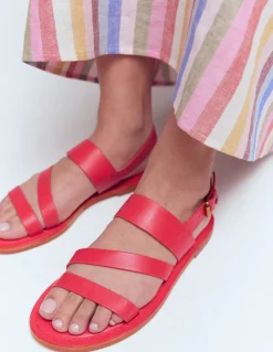 Boden Chaussures Plates|Sandales-Sandales asymétriques ROUGE