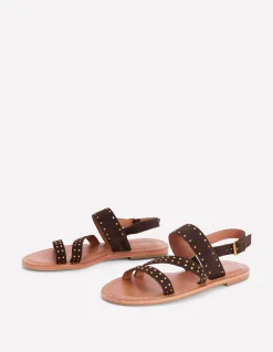 Boden Chaussures Plates|Sandales-Sandales asymétriques Chocolat amer