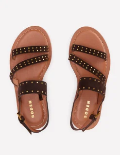 Boden Chaussures Plates|Sandales-Sandales asymétriques Chocolat amer