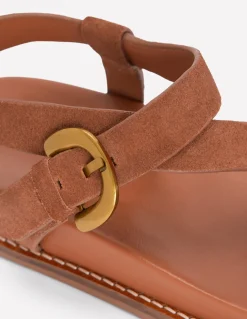 Boden Chaussures Plates|Sandales-Sandales asymétriques épaisses Daim fauve