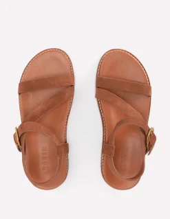 Boden Chaussures Plates|Sandales-Sandales asymétriques épaisses Daim fauve