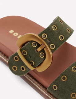 Boden Chaussures Plates|Sandales-Sandales Caryl à deux brides Vert olive profond