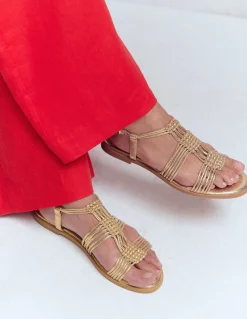 Boden Chaussures Plates|Sandales-Sandales nouées à brides multiples Doré