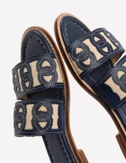 Boden Tenues De Travail|Chaussures Plates-Sandales plates à brides entrelacées Bleu marine