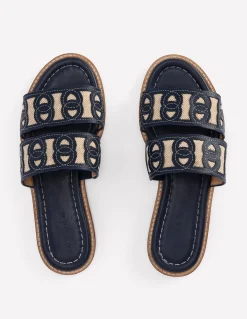 Boden Tenues De Travail|Chaussures Plates-Sandales plates à brides entrelacées Bleu marine