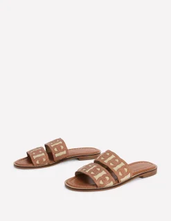 Boden Chaussures Plates|Sandales-Sandales plates à brides entrelacées Fauve