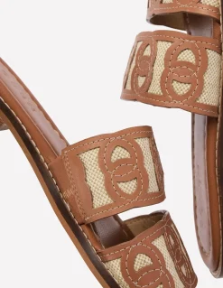 Boden Chaussures Plates|Sandales-Sandales plates à brides entrelacées Fauve