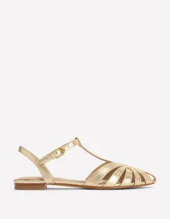 Boden Chaussures Plates|Sandales-Sandales plates effet cage Doré