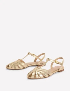 Boden Chaussures Plates|Sandales-Sandales plates effet cage Doré