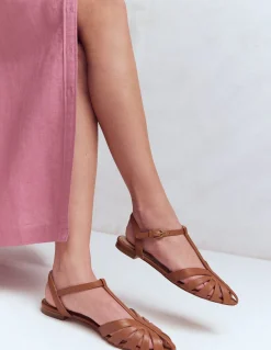 Boden Chaussures Plates|Sandales-Sandales plates effet cage Fauve