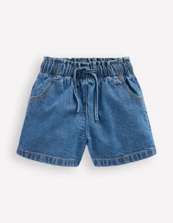 Boden Shorts-Short à taille volantée Denim vintage moyen