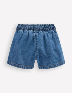 Boden Shorts-Short à taille volantée Denim vintage moyen
