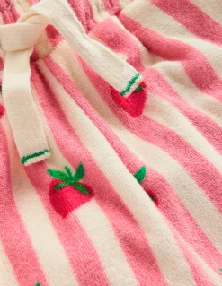 Boden Shorts|Ensembles Assortis-Short à volants en éponge Rayé Rouge Fraise