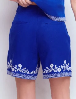 Boden Shorts|Ensembles Assortis-Short Belgravia en lin Broderie bleu vif