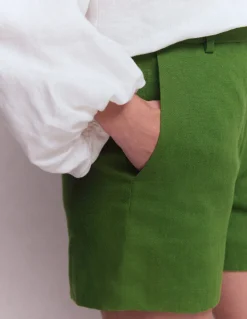 Boden Shorts-Short Belgravia en lin Vert promenade