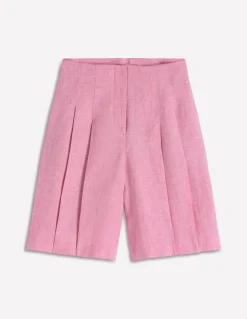 Boden Shorts-Short Highbury plissé en lin Chambray rose reine-des-prés