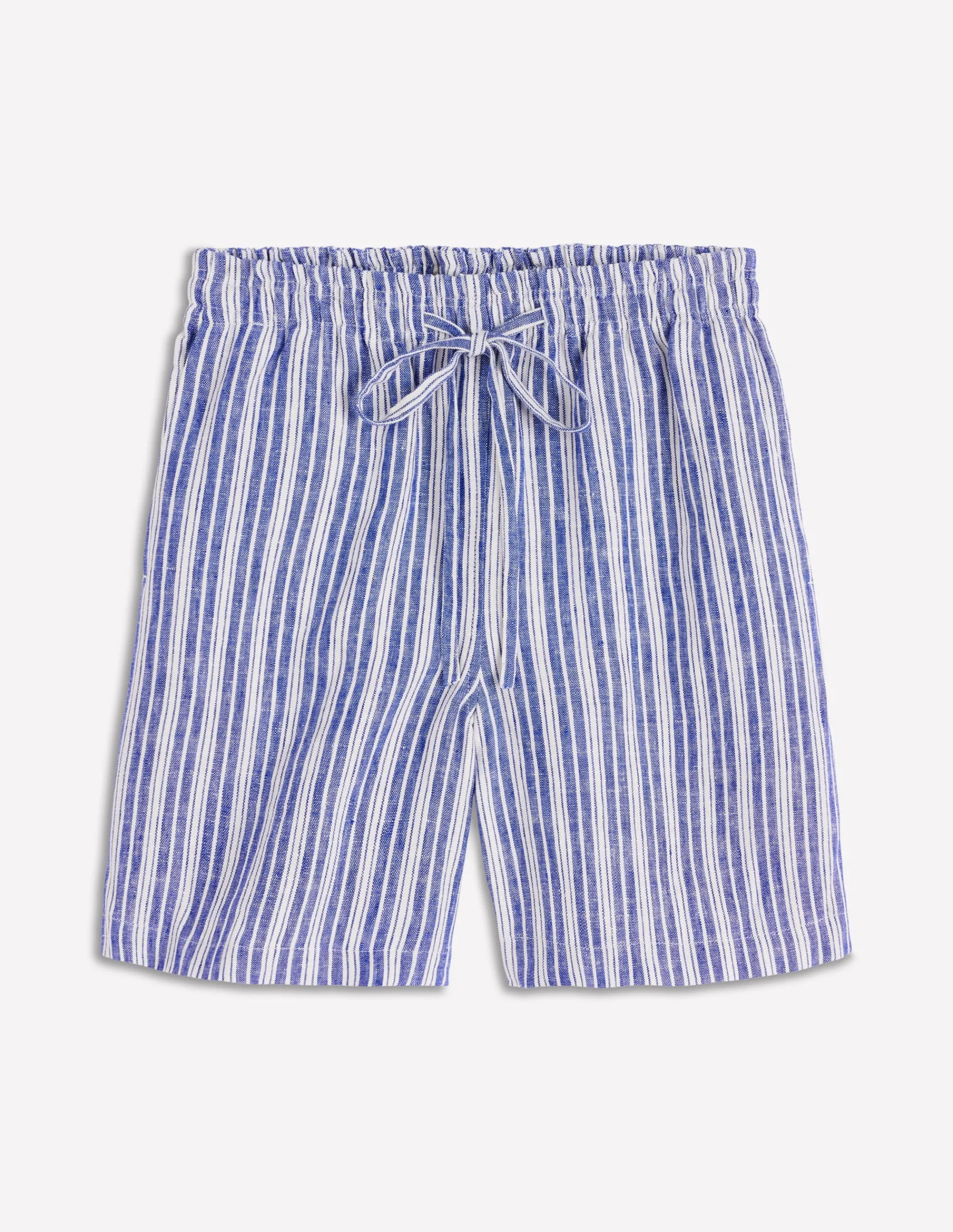 Boden Shorts-Short Islington en lin Rayé bleu connecté