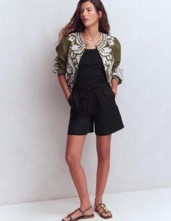 Boden Shorts-Short Islington en lin Noir