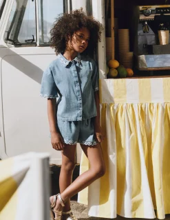 Boden Shorts-Short tissé à enfiler Bleu chambray