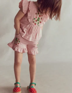 Boden Shorts|Ensembles Assortis-Short tissé à volants Fraise lotus