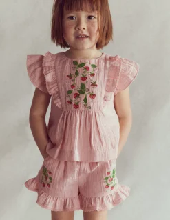 Boden Shorts|Ensembles Assortis-Short tissé à volants Fraise lotus