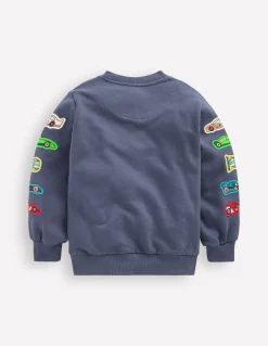 Boden Sweats|Tops & T-Shirts-Sweat à appliqué Voitures indigo vintage