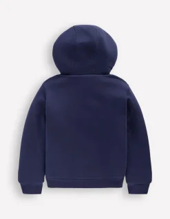 Boden Sweats|Tops & T-Shirts-Sweat à capuche réversible en borg Bleu marine universitaire