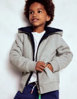 Boden Sweats|Tops & T-Shirts-Sweat à capuche réversible en borg Gris chiné