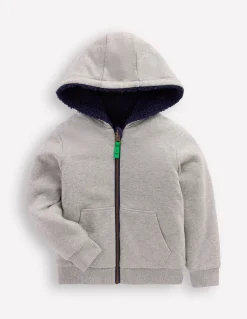 Boden Sweats|Tops & T-Shirts-Sweat à capuche réversible en borg Gris chiné