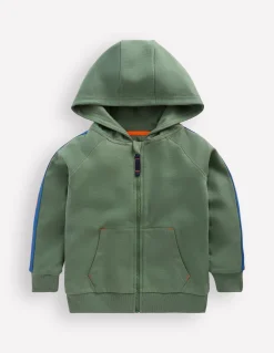 Boden Sweats|Tops & T-Shirts-Sweat à capuche zippé avec manches raglan Vert bouteille