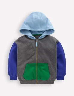 Boden Ensembles Assortis|Sweats-Sweat à capuche zippé colourblock Colourblock gris chiné