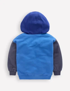 Boden Sweats|Tops & T-Shirts-Sweat à capuche zippé colourblock Pêle-mêle bleu