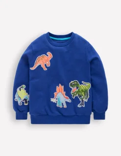 Boden Ensembles Assortis|Sweats-Sweat à écussons Dinos bleu saphir