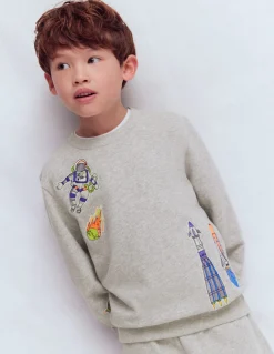 Boden Tops & T-Shirts|Sweats-Sweat à écussons Espace gris chiné