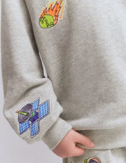 Boden Tops & T-Shirts|Sweats-Sweat à écussons Espace gris chiné