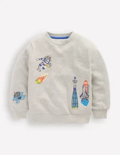 Boden Tops & T-Shirts|Sweats-Sweat à écussons Espace gris chiné