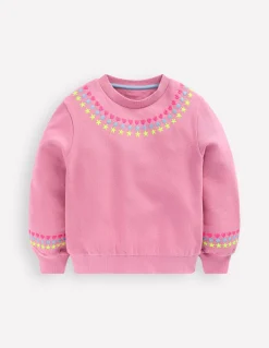 Boden Sweats|Tops & T-Shirts-Sweat brodé Broderie brume rose