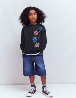 Boden Sweats|Tops & T-Shirts-Sweat brodé Motif spatial gris ombre