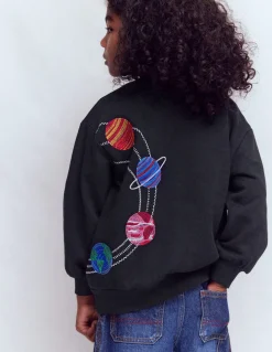 Boden Sweats|Tops & T-Shirts-Sweat brodé Motif spatial gris ombre