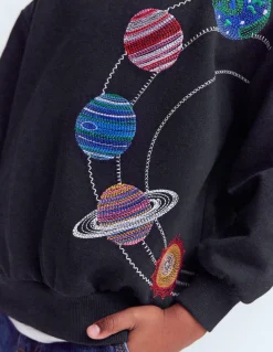 Boden Sweats|Tops & T-Shirts-Sweat brodé Motif spatial gris ombre