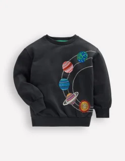 Boden Sweats|Tops & T-Shirts-Sweat brodé Motif spatial gris ombre