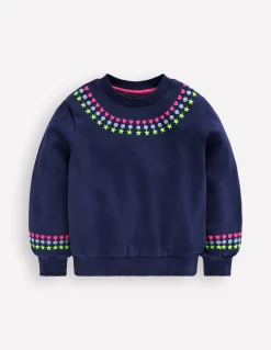 Boden Sweats|Tops & T-Shirts-Sweat brodé Broderie bleu marine universitaire