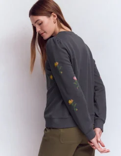 Boden Tops & T-Shirts-Sweat brodé à manches bouffantes Broderie florale au point de croix