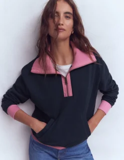 Boden Tops & T-Shirts-Sweat colourblock Rose et bleu marine