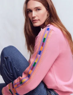 Boden Tops & T-Shirts-Sweat Hannah brodé Broderie rose orchidée