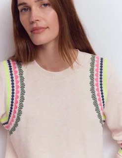 Boden Tops & T-Shirts-Sweat Hannah brodé Broderie avoine chiné